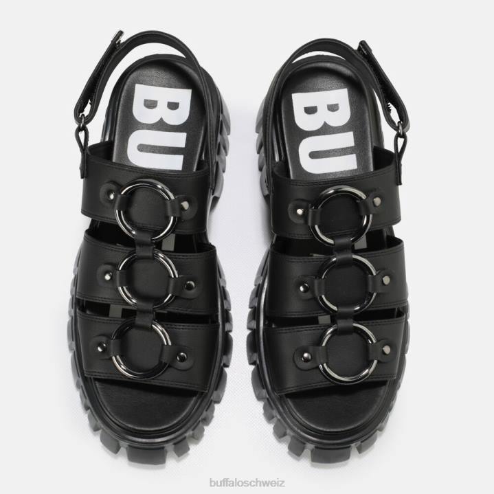 Buffalo Lion Pierce Plateausandale vegan 846Z870 Schwarz|Sandalen
