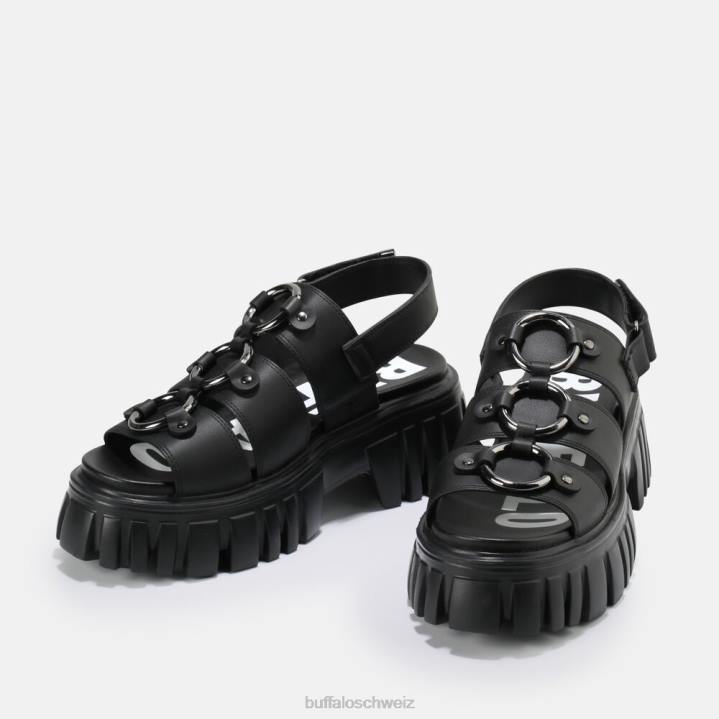 Buffalo Lion Pierce Plateausandale vegan 846Z870 Schwarz|Sandalen