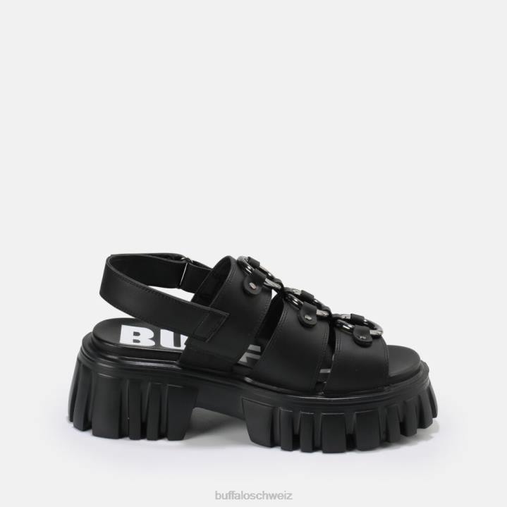 Buffalo Lion Pierce Plateausandale vegan 846Z870 Schwarz|Sandalen