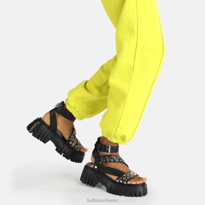 Buffalo Lion Riv Plateausandale vegan 846Z871 Schwarz|Sandalen