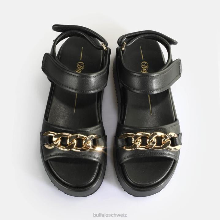 Buffalo Noa Quilt Chain Plateausandalen vegan 846Z281 Schwarz|Sandalen