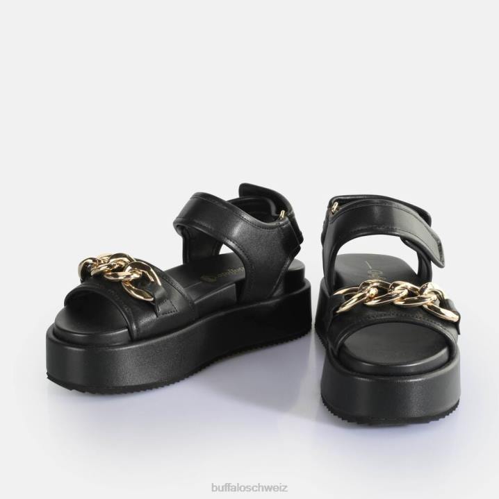 Buffalo Noa Quilt Chain Plateausandalen vegan 846Z281 Schwarz|Sandalen