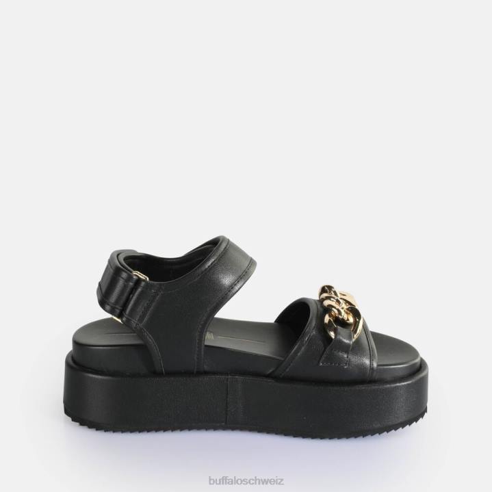 Buffalo Noa Quilt Chain Plateausandalen vegan 846Z281 Schwarz|Sandalen