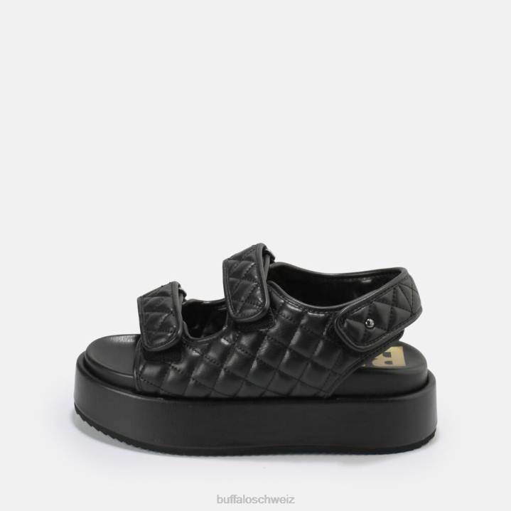Buffalo Noa Quilt Plateausandalen vegan 846Z786 Schwarz|Sandalen