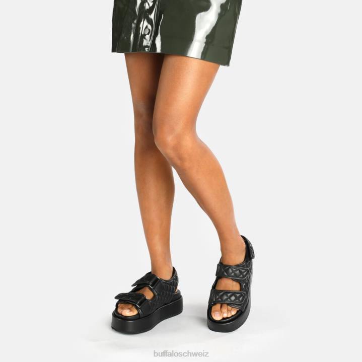 Buffalo Noa Quilt Plateausandalen vegan 846Z786 Schwarz|Sandalen