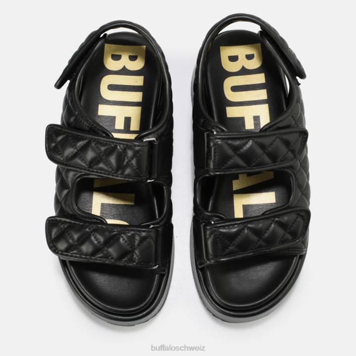 Buffalo Noa Quilt Plateausandalen vegan 846Z786 Schwarz|Sandalen