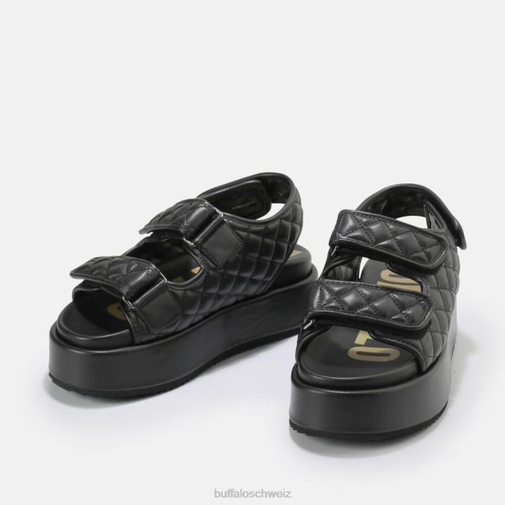 Buffalo Noa Quilt Plateausandalen vegan 846Z786 Schwarz|Sandalen