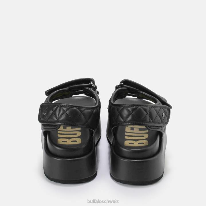 Buffalo Noa Quilt Plateausandalen vegan 846Z786 Schwarz|Sandalen