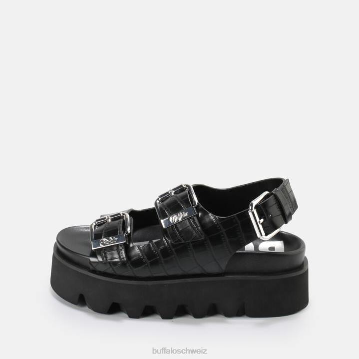 Buffalo Perry auf Plateausandalen vegan 846Z850 Schwarz|Sandalen