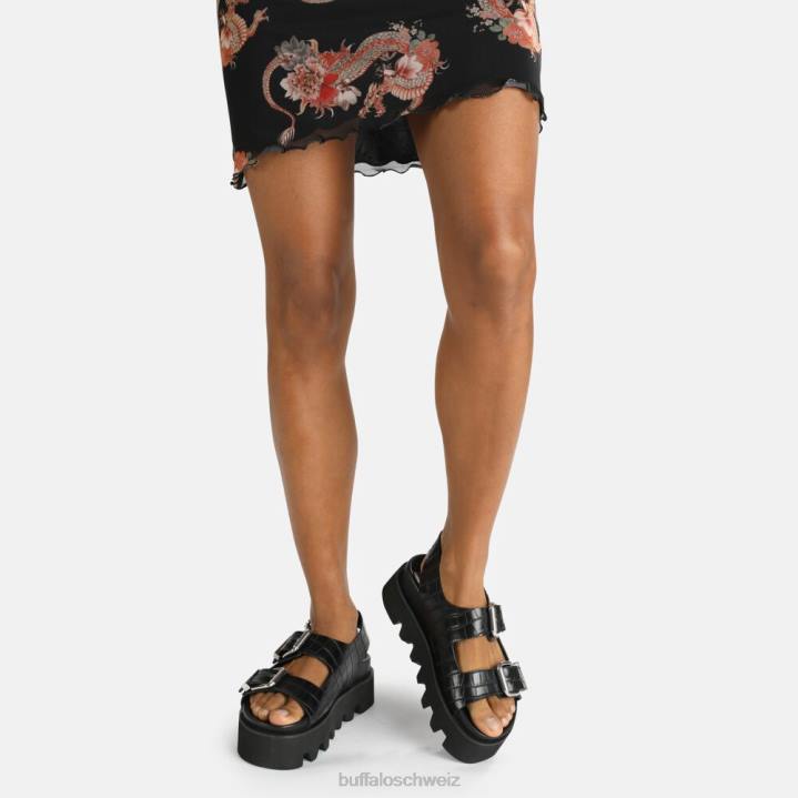 Buffalo Perry auf Plateausandalen vegan 846Z850 Schwarz|Sandalen