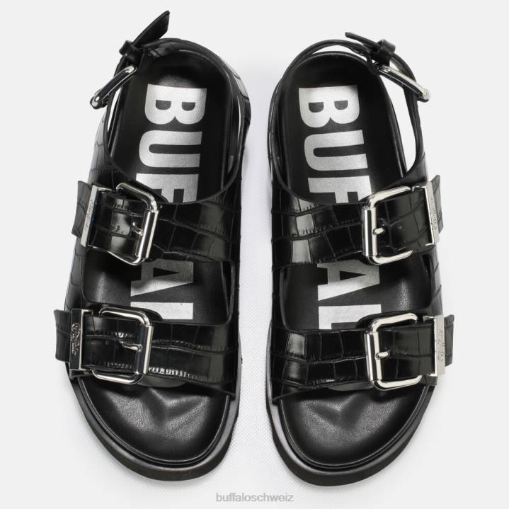 Buffalo Perry auf Plateausandalen vegan 846Z850 Schwarz|Sandalen