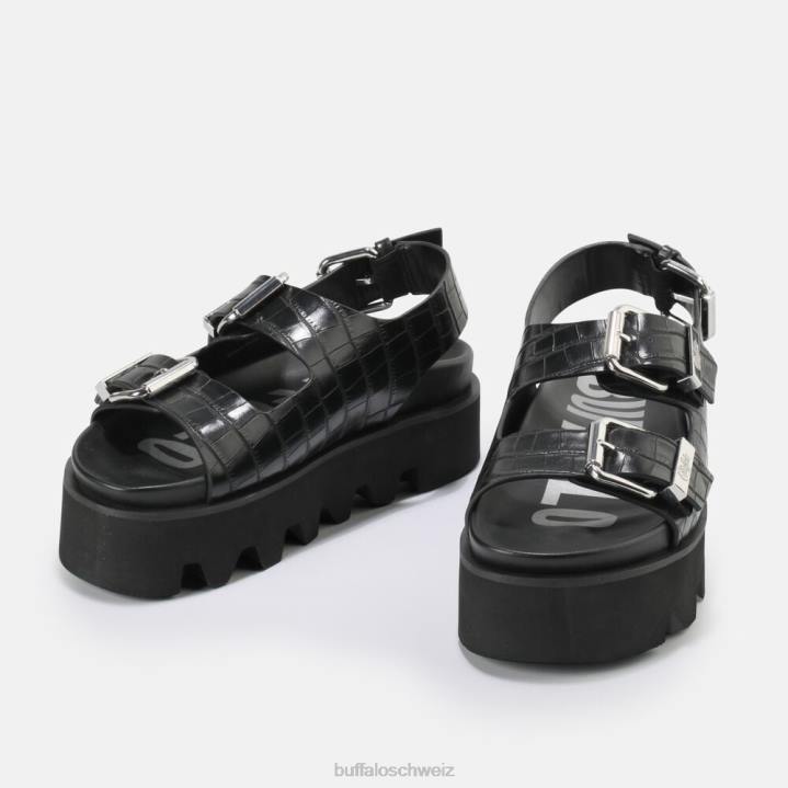 Buffalo Perry auf Plateausandalen vegan 846Z850 Schwarz|Sandalen