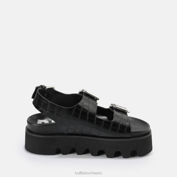Buffalo Perry auf Plateausandalen vegan 846Z850 Schwarz|Sandalen