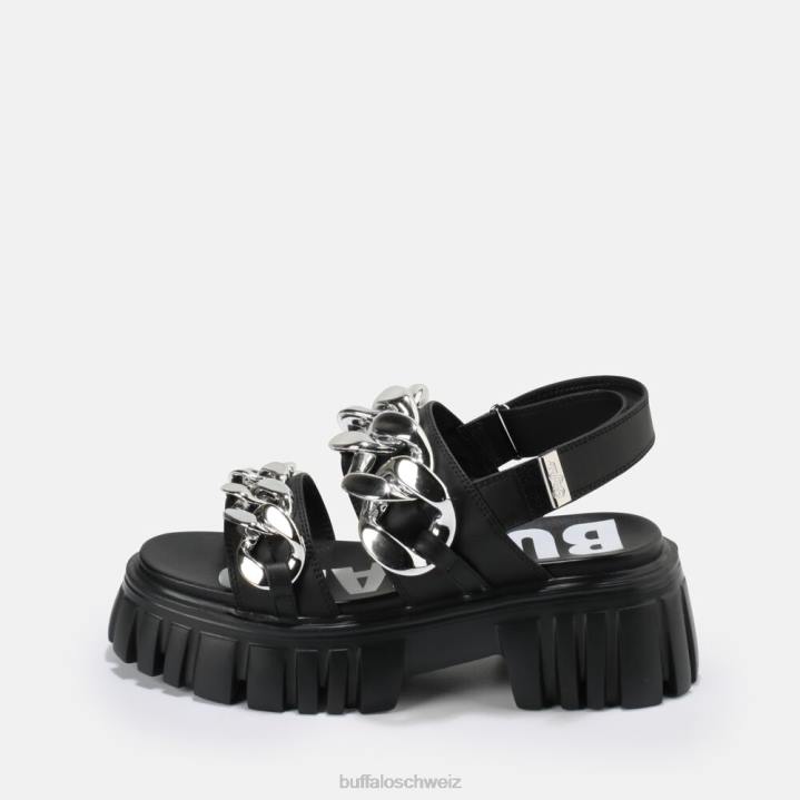 Buffalo Plateausandale mit Löwenkette, vegan 846Z902 Schwarz|Sandalen