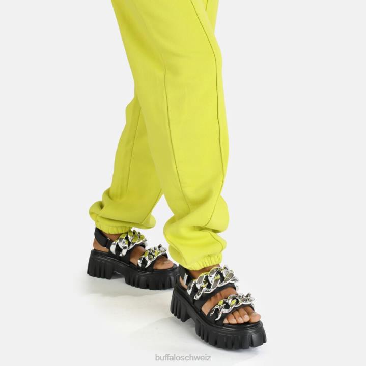 Buffalo Plateausandale mit Löwenkette, vegan 846Z902 Schwarz|Sandalen