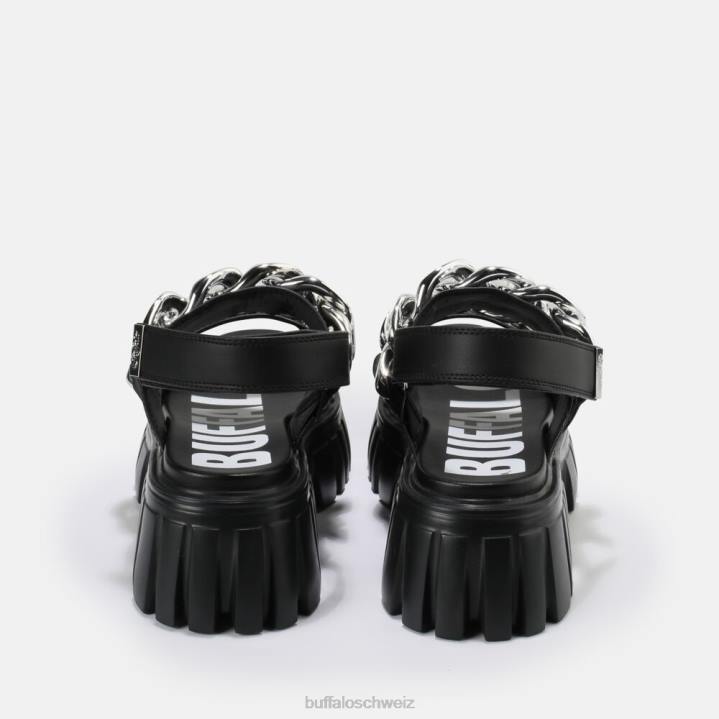 Buffalo Plateausandale mit Löwenkette, vegan 846Z902 Schwarz|Sandalen