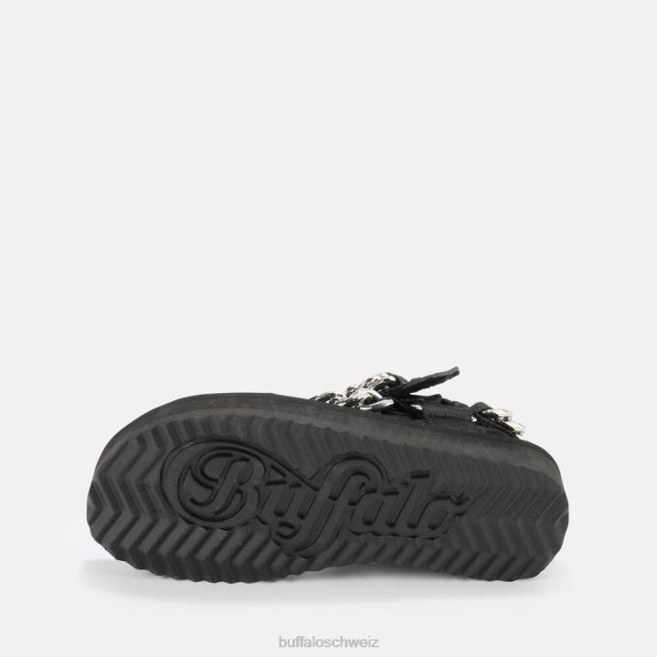 Buffalo Plateausandalen mit Salbeikette, vegan 846Z922 Schwarz|Sandalen