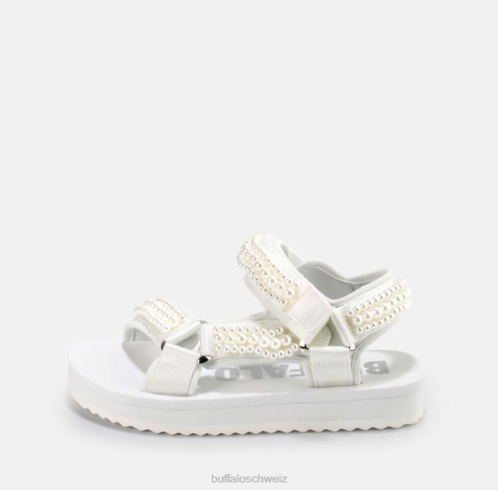 Buffalo Plateausandalen mit Salbeiperlen, vegan 846Z842 Weiss|Sandalen
