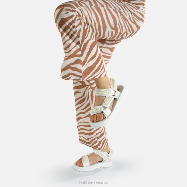 Buffalo Plateausandalen mit Salbeiperlen, vegan 846Z842 Weiss|Sandalen