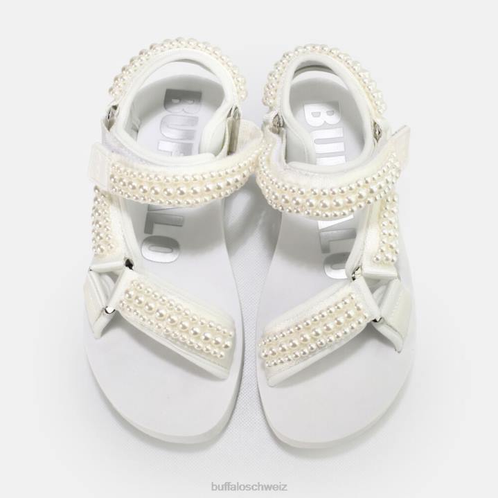 Buffalo Plateausandalen mit Salbeiperlen, vegan 846Z842 Weiss|Sandalen