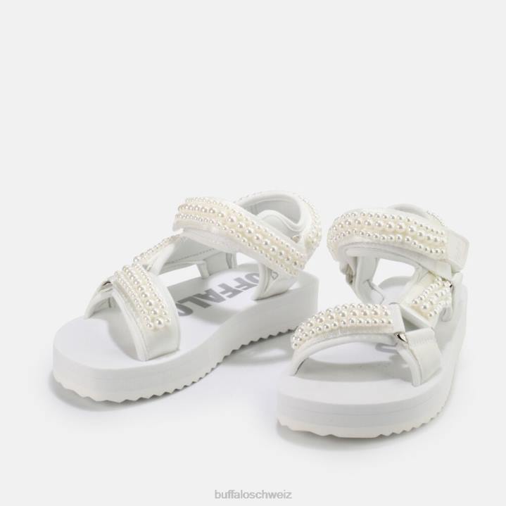 Buffalo Plateausandalen mit Salbeiperlen, vegan 846Z842 Weiss|Sandalen