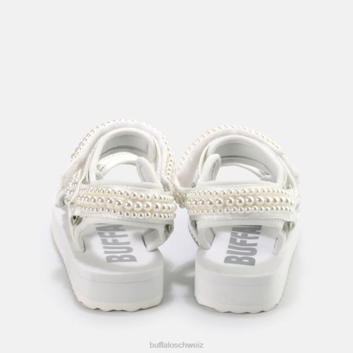 Buffalo Plateausandalen mit Salbeiperlen, vegan 846Z842 Weiss|Sandalen