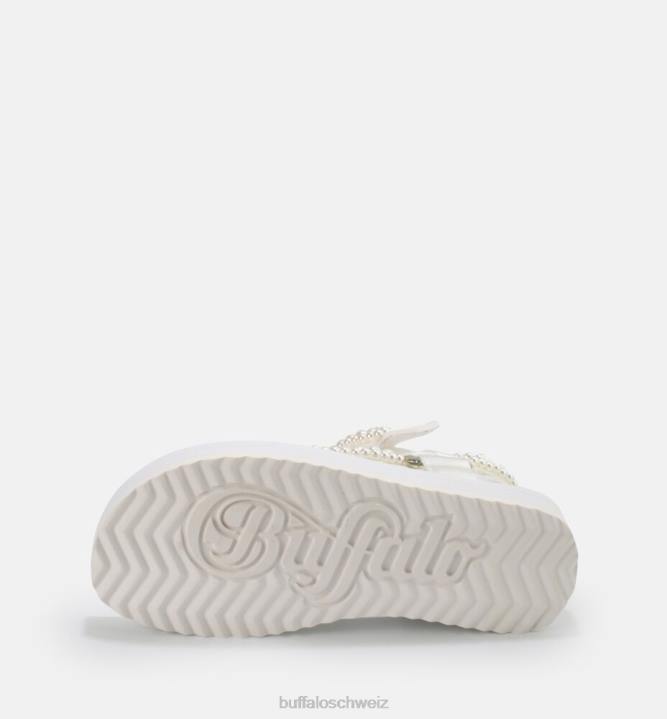 Buffalo Plateausandalen mit Salbeiperlen, vegan 846Z842 Weiss|Sandalen