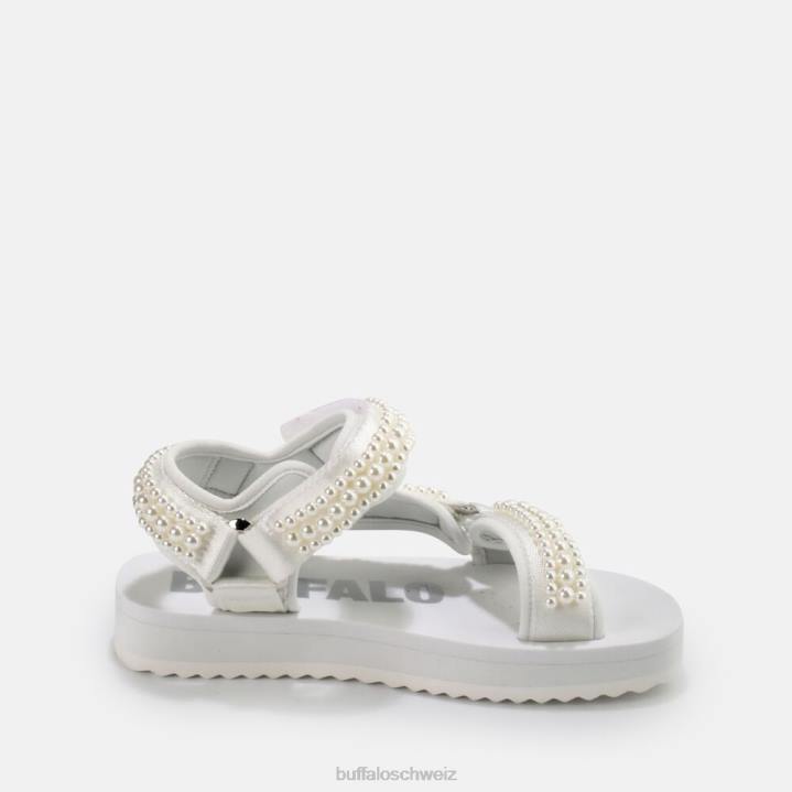 Buffalo Plateausandalen mit Salbeiperlen, vegan 846Z842 Weiss|Sandalen