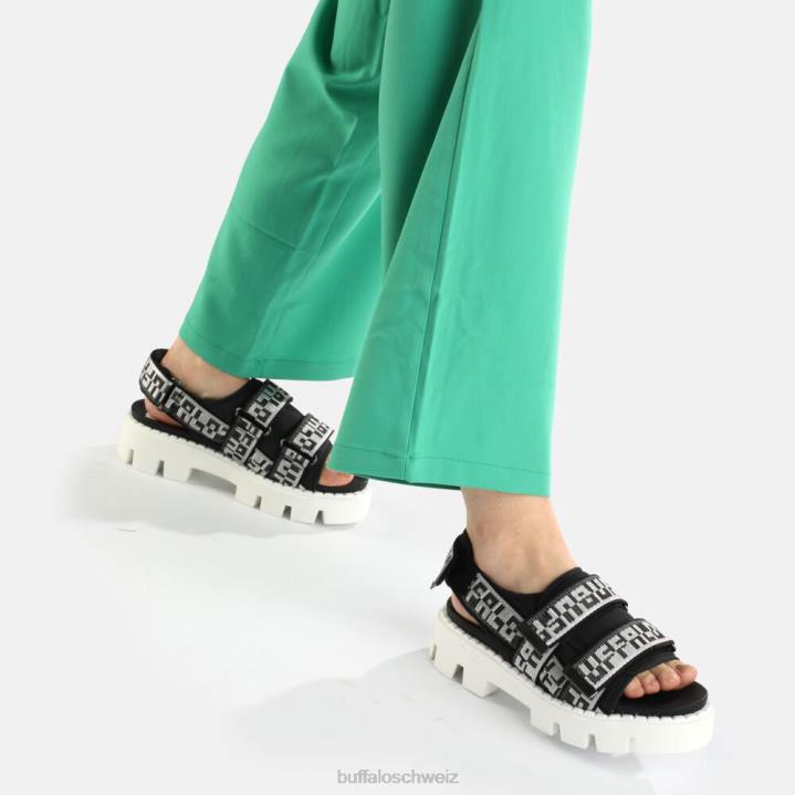 Buffalo Raven Tec Slide vegan 846Z640 Schwarz|Sandalen