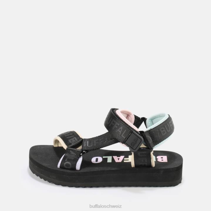 Buffalo Sage Track Plateausandalen vegan 846Z741 schwarz/mehrfarbig|Sandalen