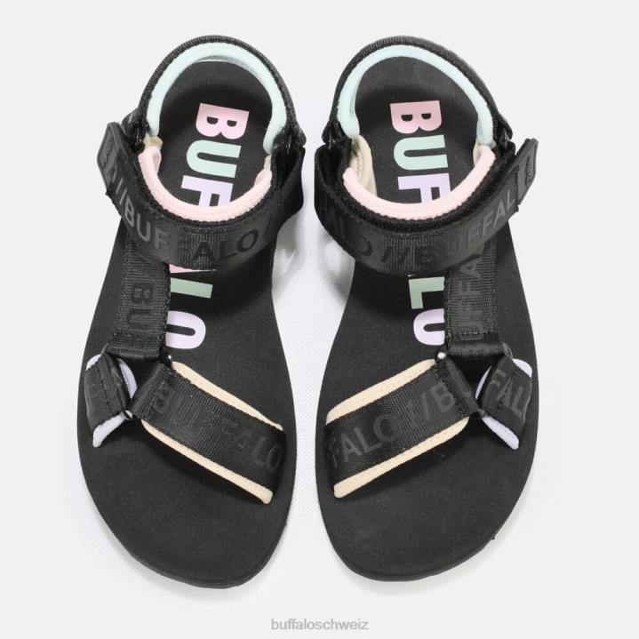 Buffalo Sage Track Plateausandalen vegan 846Z741 schwarz/mehrfarbig|Sandalen