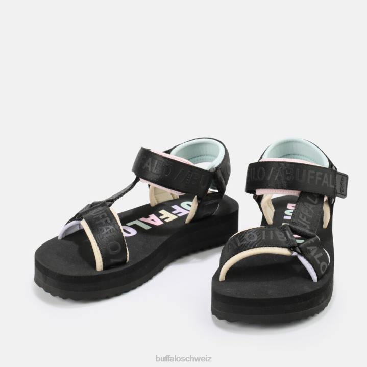 Buffalo Sage Track Plateausandalen vegan 846Z741 schwarz/mehrfarbig|Sandalen