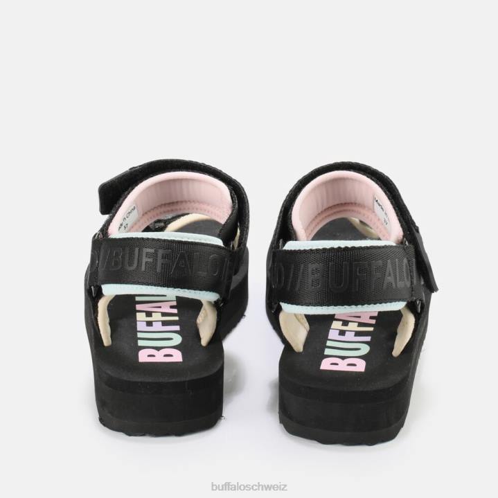 Buffalo Sage Track Plateausandalen vegan 846Z741 schwarz/mehrfarbig|Sandalen