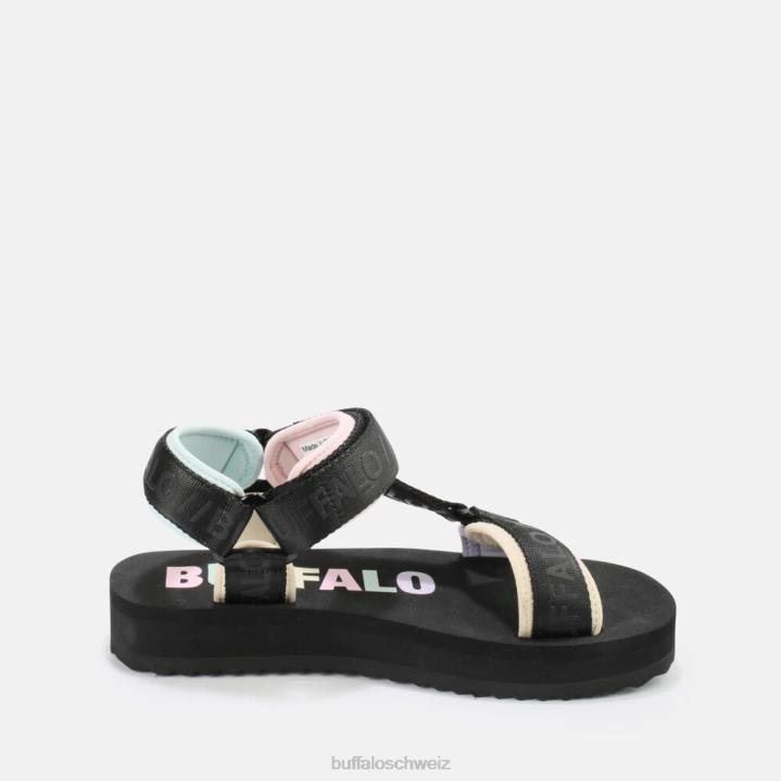 Buffalo Sage Track Plateausandalen vegan 846Z741 schwarz/mehrfarbig|Sandalen