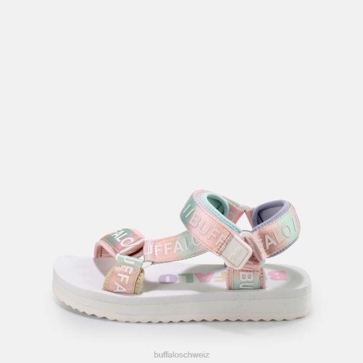 Buffalo Sage Track Plateausandalen vegan 846Z852 weiß/mehrfarbig|Sandalen
