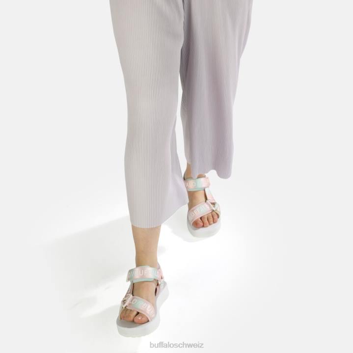 Buffalo Sage Track Plateausandalen vegan 846Z852 weiß/mehrfarbig|Sandalen