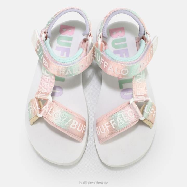 Buffalo Sage Track Plateausandalen vegan 846Z852 weiß/mehrfarbig|Sandalen