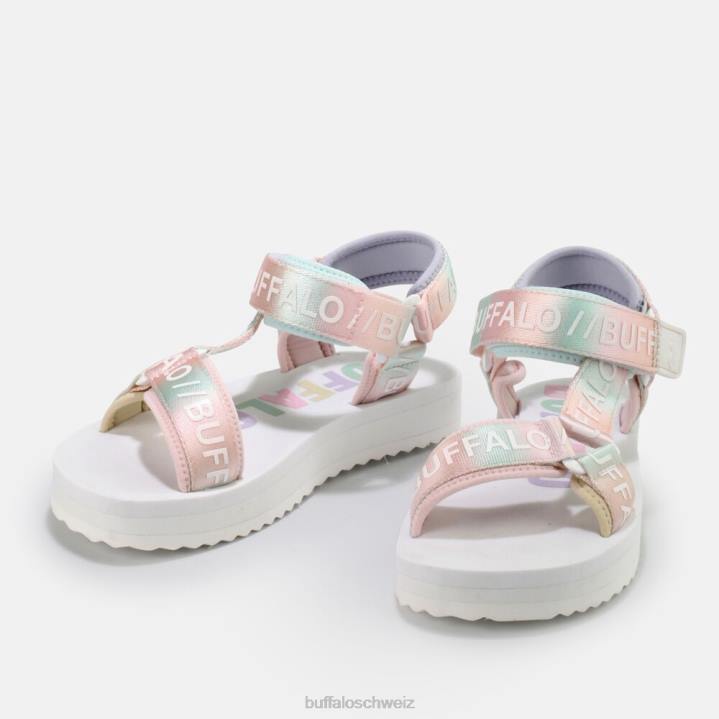 Buffalo Sage Track Plateausandalen vegan 846Z852 weiß/mehrfarbig|Sandalen