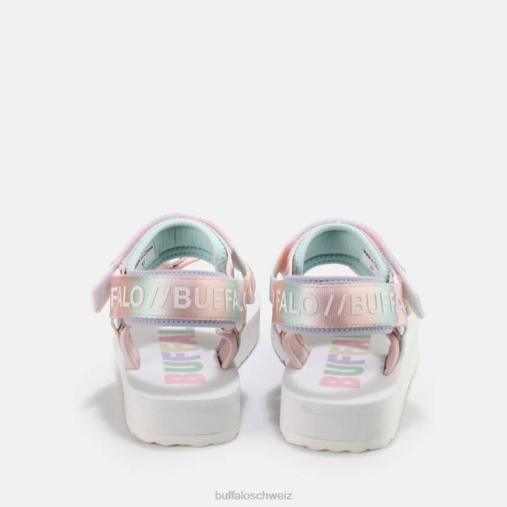 Buffalo Sage Track Plateausandalen vegan 846Z852 weiß/mehrfarbig|Sandalen