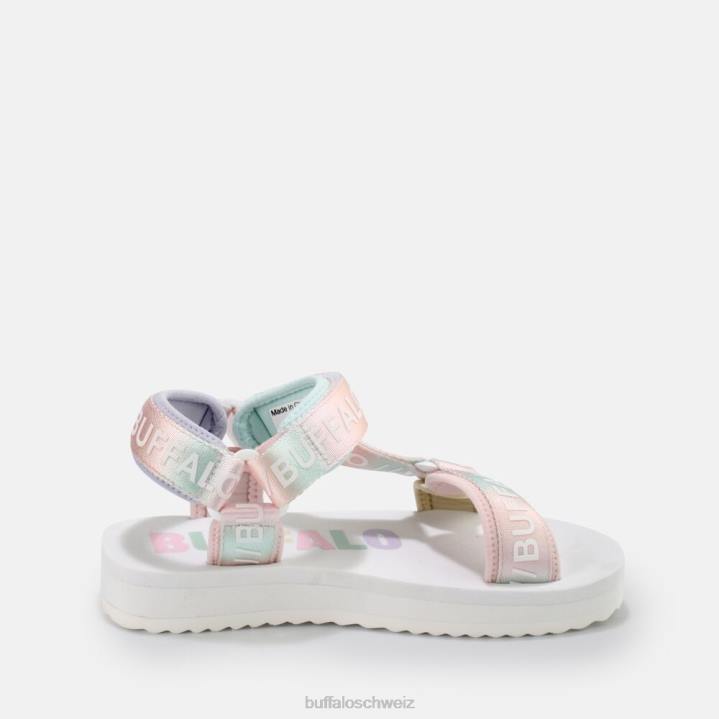 Buffalo Sage Track Plateausandalen vegan 846Z852 weiß/mehrfarbig|Sandalen