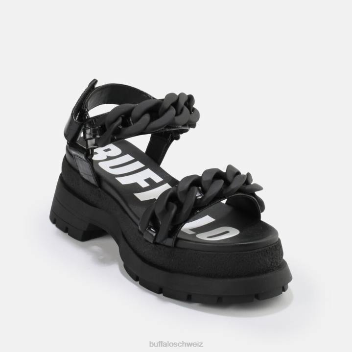 Buffalo Unhöfliche Ketten-Plateausandale, vegan 846Z28 Schwarz|Sandalen