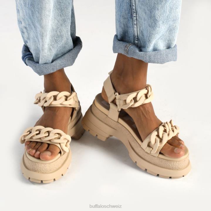 Buffalo Unhöfliche Plateausandalen mit Kette, vegan 846Z29 Creme|Sandalen
