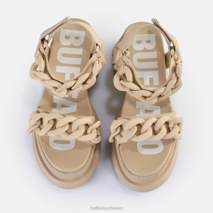 Buffalo Unhöfliche Plateausandalen mit Kette, vegan 846Z29 Creme|Sandalen