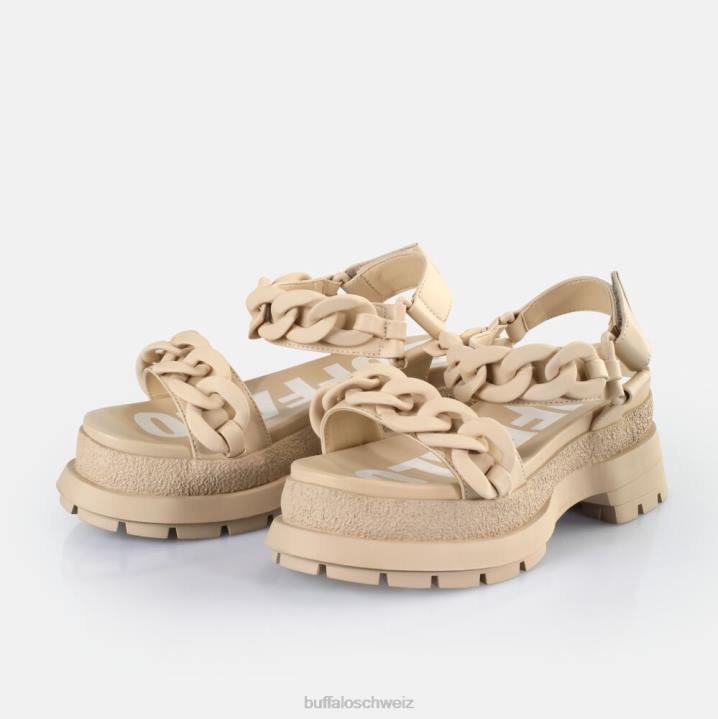 Buffalo Unhöfliche Plateausandalen mit Kette, vegan 846Z29 Creme|Sandalen