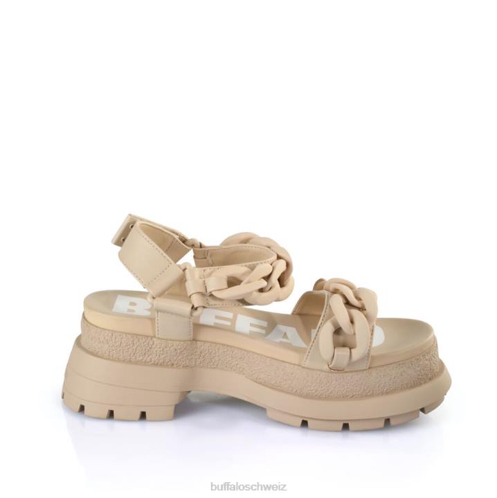 Buffalo Unhöfliche Plateausandalen mit Kette, vegan 846Z29 Creme|Sandalen