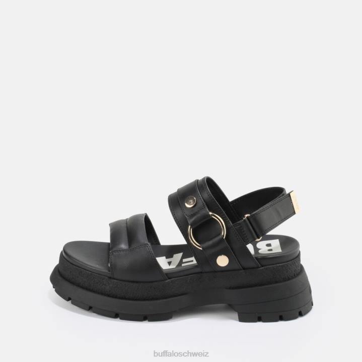 Buffalo Unhöfliche Ring-Plateau-Sandale, vegan 846Z154 Schwarz|Sandalen
