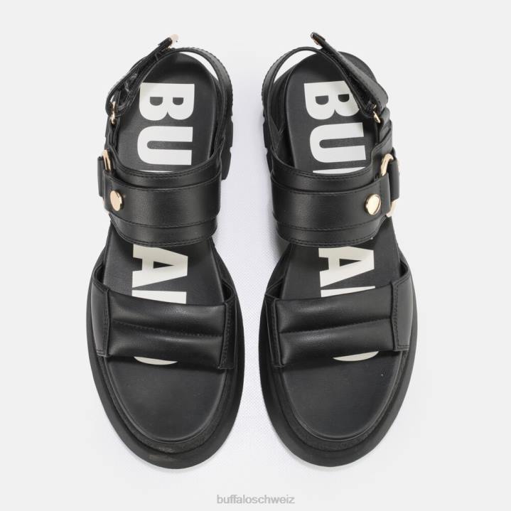 Buffalo Unhöfliche Ring-Plateau-Sandale, vegan 846Z154 Schwarz|Sandalen