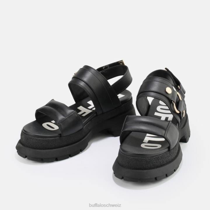 Buffalo Unhöfliche Ring-Plateau-Sandale, vegan 846Z154 Schwarz|Sandalen