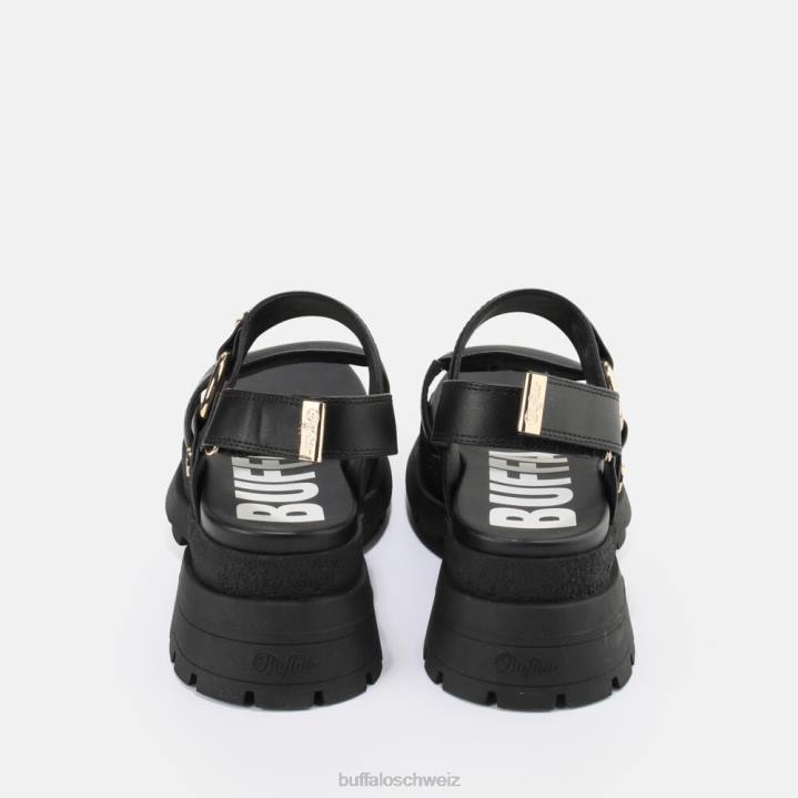 Buffalo Unhöfliche Ring-Plateau-Sandale, vegan 846Z154 Schwarz|Sandalen