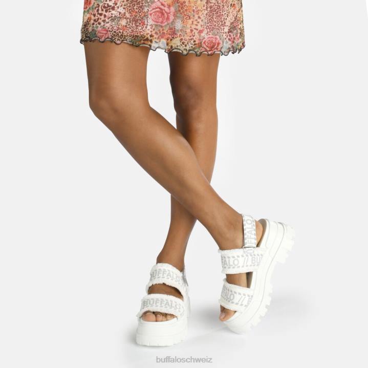 Buffalo aspha str Plateausandale vegan 846Z258 Weiss|Sandalen